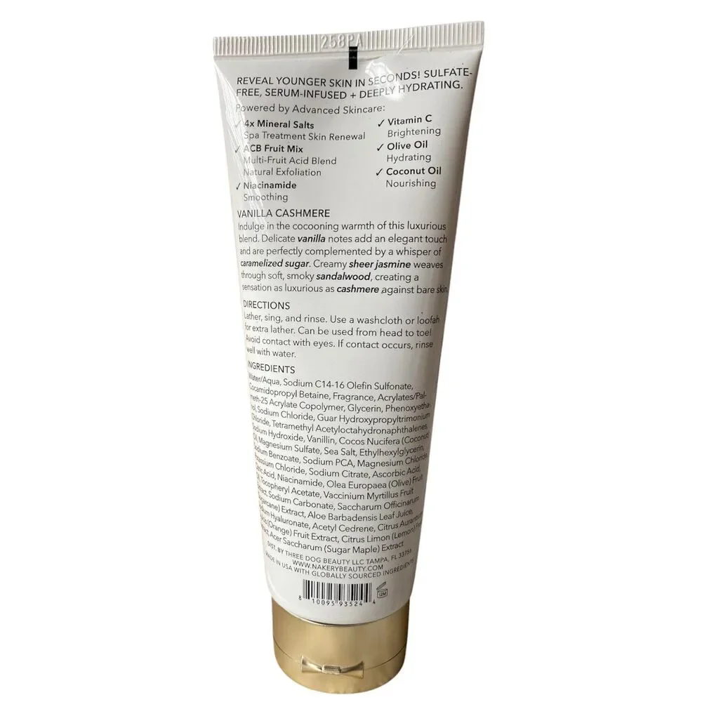 Nakery Skin Renew Face Body & Hair Wash Vanilla Cashmere  3.38oz / 100ml sealed